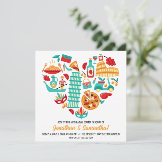 Italienisches Restaurant Probe Abendessen Einladung (Stehend Vorderseite)