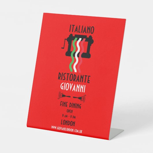 Italienisches Restaurant Sockelschild (Vorderseite)