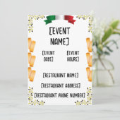 Italienisches Restaurant Veranstaltungen und Einwe Einladung (Stehend Vorderseite)