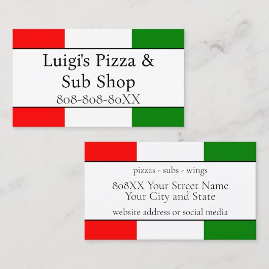 Italienisches Restaurant Visitenkarte (Vorne/Hinten)