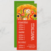 Italienisches Restaurantpizza-Abendessenmenü Menükarte (Vorne/Hinten)