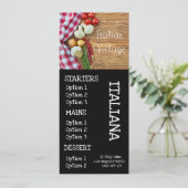 Italienisches Restaurantpizza-Abendessenmenü Menükarte (Stehend Vorderseite)