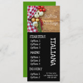 Italienisches Restaurantpizza-Abendessenmenü Menükarte (Vorne/Hinten)