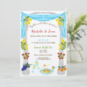 Italienisches Retro Whimsical Fun Hand Drawn Lemon Einladung (Stehend Vorderseite)