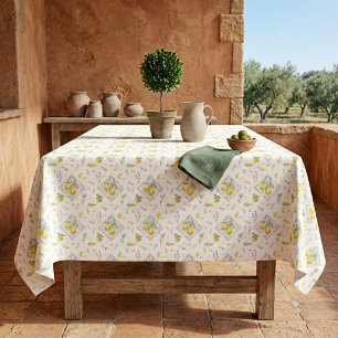 Italienisches Riviera-Aquarell-Zitronen-Botanik-Mu Tischdecke
