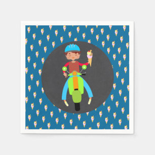Italienisches Rollerjunge Geburtstags-Party Serviette