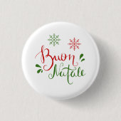 Italienisches Rotes Grün frohe Weihnachten Button (Vorderseite)