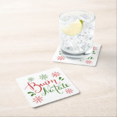 Italienisches Rotes Grün frohe Weihnachten Rechteckiger Pappuntersetzer (Vor Ort)