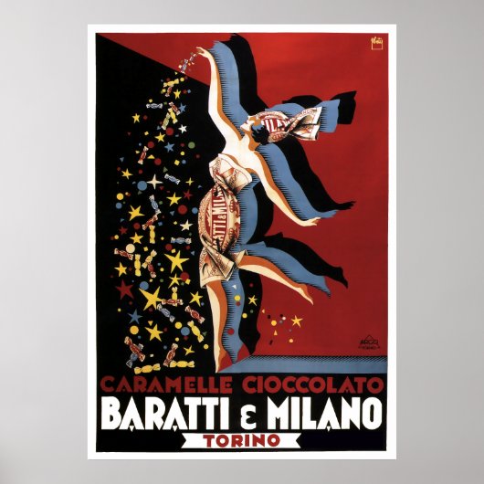 ITALIENISCHES SCHOKOLADE BARATTI & MILANO c. 1920 Poster (Vorne)