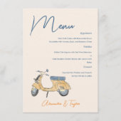 Italienisches Scooter-Hochzeitmenü Menükarte (Vorderseite)