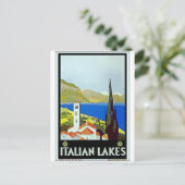 Italienisches Seenviertel Vintage Travel Poster Postkarte (Stehend Vorderseite)