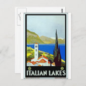 Italienisches Seenviertel Vintage Travel Poster Postkarte (Vorne/Hinten)