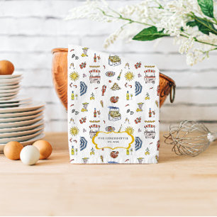 Italienisches Sommerdoodle Monogram Teetuch Geschirrtuch