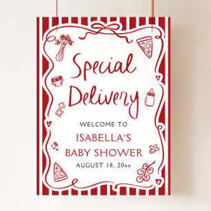 Italienisches Special Delivery Baby Dusche Begrüßu Poster