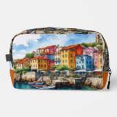 Italienisches Stadtbild-Dorf und Holzboote Waschbeutel (Vorderseite)