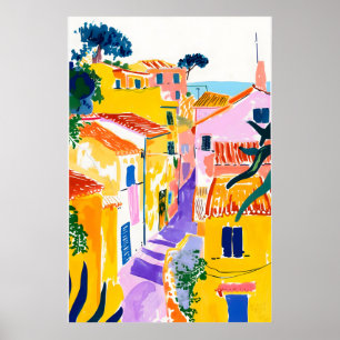 Italienisches Stadtposter Pastell-Küstenkunst-Druc Poster