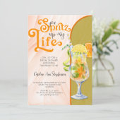 Italienisches Style Aperol Spritz Cocktail Brautpa Einladung (Stehend Vorderseite)