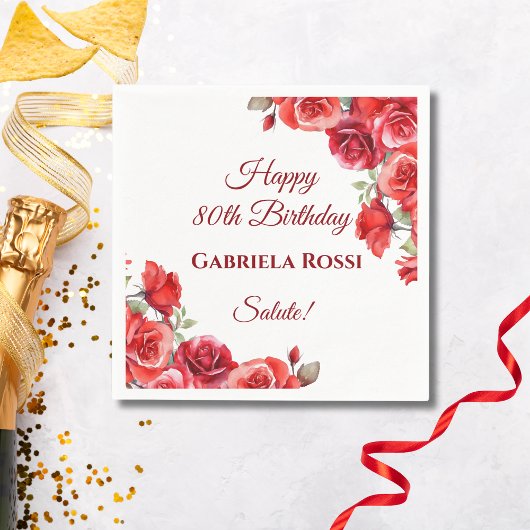 Italienisches Thema 80. Geburtstag Napkin Serviette
