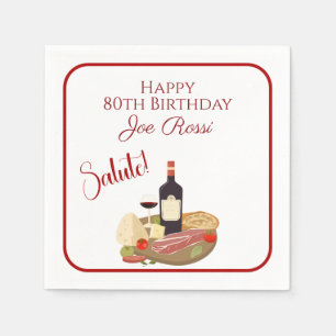 Italienisches Thema 80. Geburtstag Serviette