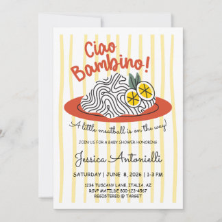 Italienisches Thema Baby Shower Pasta Ciao Bambino Einladung