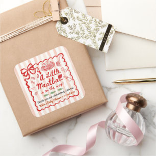 Italienisches Thema Baby Shower Roter Bogen Quadratischer Aufkleber