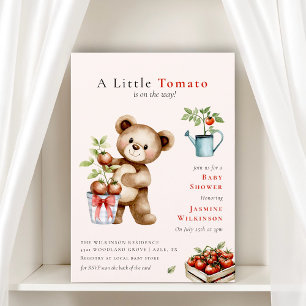 Italienisches Thema Teddybär Tomate Baby Shower QR Einladung