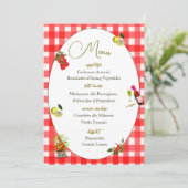 Italienisches Theme Red Pattern Lemon Menü Einladung (Stehend Vorderseite)