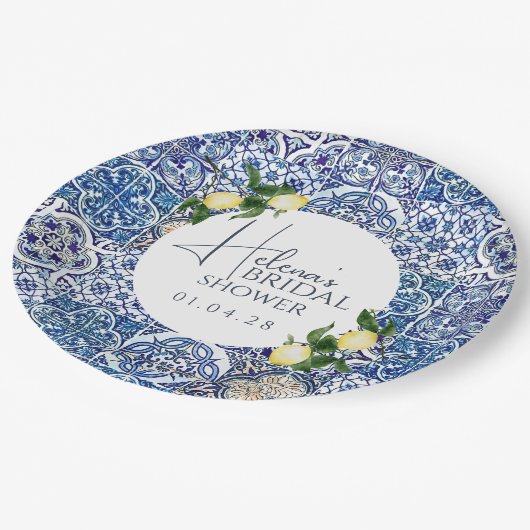 Italienisches Themenpapier | Elegantes Brautparty Pappteller (Schrägansicht)