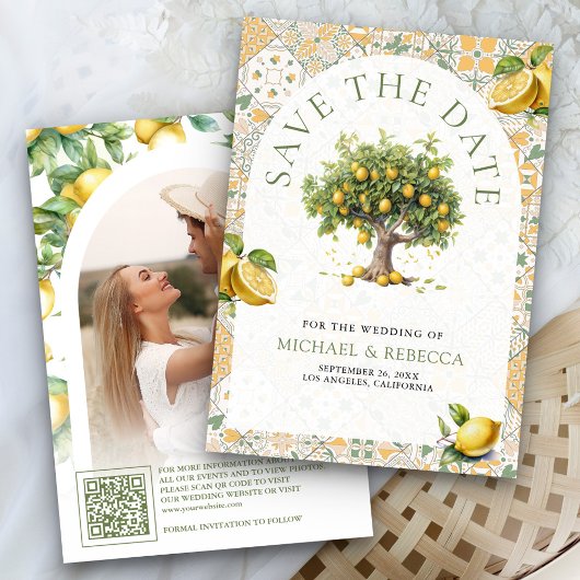 Italienisches Tile Lemon Tree Arch QR Code Foto Ho Save The Date