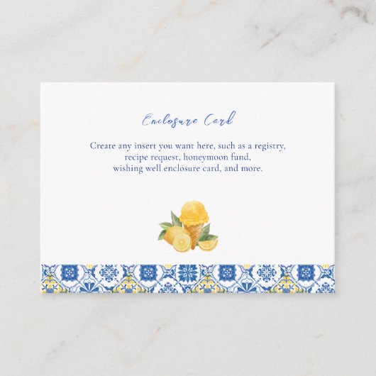 Italienisches Tiles Lemon Gelato Summer Brautparty Begleitkarte (Vorderseite)
