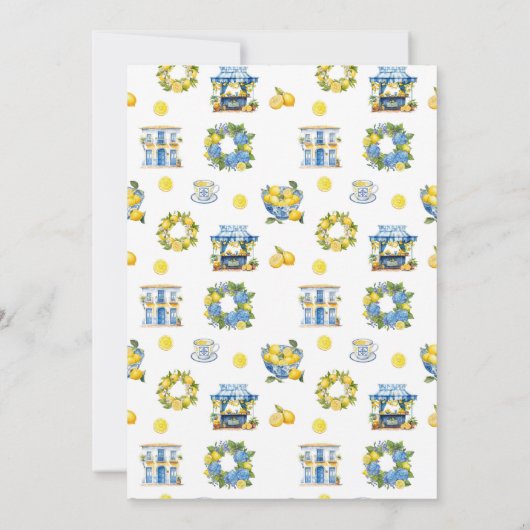 Italienisches Tiles Lemon Theme Summer Brautparty Einladung (Rückseite)