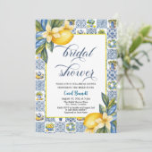 Italienisches Tiles Lemon Theme Summer Brautparty Einladung (Stehend Vorderseite)