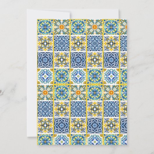 Italienisches Tiles Lemon Theme Summer Brautparty Einladung (Rückseite)