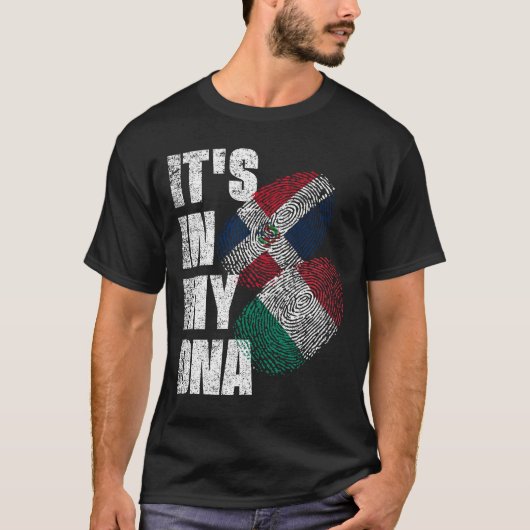 Italienisches und dominikanisches Mix-DNA-Flag Her T-Shirt (Vorderseite)