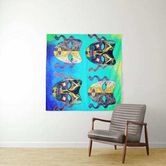 Italienisches Venezianisches Maskenmuster Wandteppich (Beispiel (Horizontal))