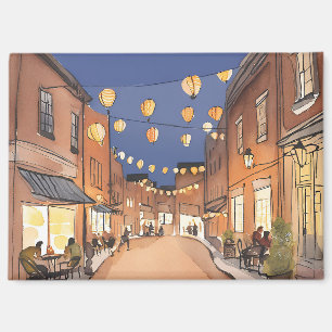 Italienisches Viertel North End Boston Aquarell Magnet