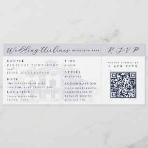 Italienisches Villen-Flugticket Ziel Hochzeit Einladung