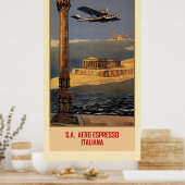 Italienisches Vintages Flugzeug und Brindisi Istan Poster (Küche)