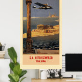 Italienisches Vintages Flugzeug und Brindisi Istan Poster (Heimbüro)