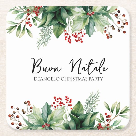 Italienisches Weihnachts-Buon-Natale-Party Rechteckiger Pappuntersetzer (Vorderseite)