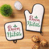 Italienisches Weihnachtsbuon Natale Kitchen Ofenhandschuh & Topflappen-Set (Oben Unten)