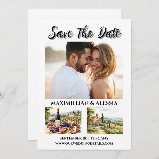 Italienisches Weinberg Foto Save the Date Toskana (Vorne/Hinten)