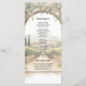 Italienisches Weingut-Hochzeitsprogramm | Toskanis Menükarte (Rückseite)