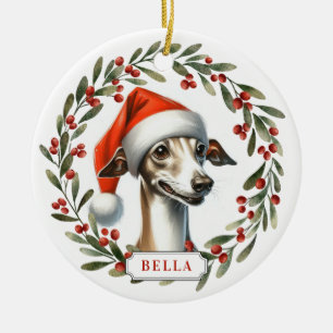 Italienisches Windhund-Hund Keramik-Kreis-Ornament Keramik Ornament