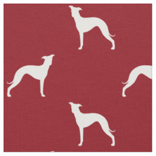 Italienisches Windhund-Hunde-Silhouetten Rot und W Stoff