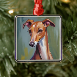 Italienisches Windspiel | Hund Wasserfarbenmalerei Ornament Aus Metall