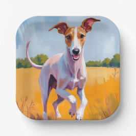 Italienisches Windspiel | Hund Wasserfarbenmalerei Pappteller