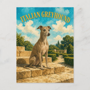 Italienisches Windspiel, Vintage-Wasserfarben-Hund Postkarte