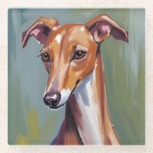 Italienisches Windspiel Wasserfarbenmalerei Hund Glasuntersetzer