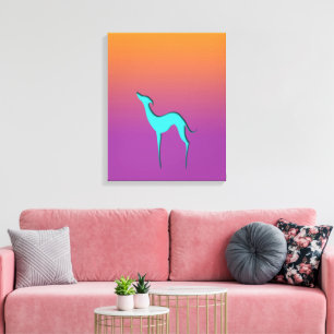 Italienisches Windspiel Whippet blaue Silhouette O Leinwanddruck